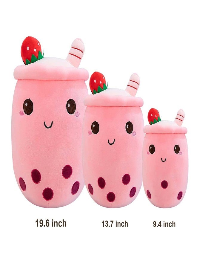 Ditucu Cute Boba Tea Plush Stuffed Bubble Tea Plushie Cartoon Soft Strawberry Pillow Home Hugging Gift for Kids Pink 13.7 inch - Image 2
